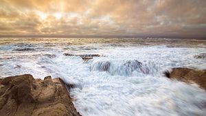 Preview wallpaper sea, stones, foam, cascade, nature