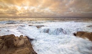 Preview wallpaper sea, stones, foam, cascade, nature