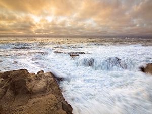 Preview wallpaper sea, stones, foam, cascade, nature