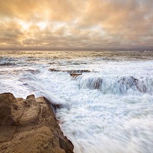 Preview wallpaper sea, stones, foam, cascade, nature