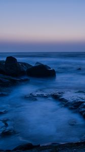 Preview wallpaper sea, stones, fog, nature