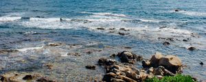 Preview wallpaper sea, stones, grass, nature