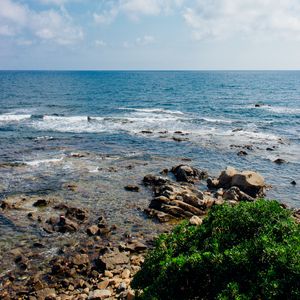 Preview wallpaper sea, stones, grass, nature