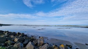 Preview wallpaper sea, stones, horizon, clouds, sky, nature