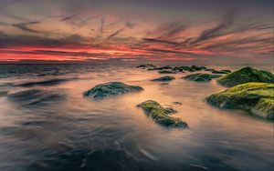 Preview wallpaper sea, stones, moss, landscape, nature