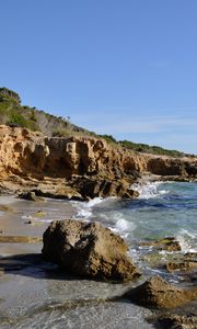 Preview wallpaper sea, stones, rocks, waves, coast