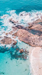 Preview wallpaper sea, stones, rocks, waves, beach