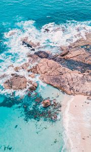 Preview wallpaper sea, stones, rocks, waves, beach