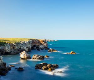 Preview wallpaper sea, stones, rocks, landscape, view