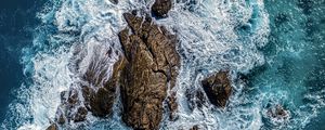 Preview wallpaper sea, stones, sea foam, aerial view, nature