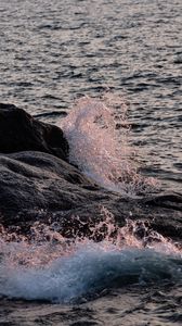 Preview wallpaper sea, stones, splashes, nature, landscape