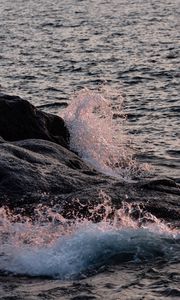 Preview wallpaper sea, stones, splashes, nature, landscape