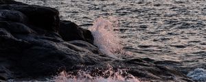 Preview wallpaper sea, stones, splashes, nature, landscape