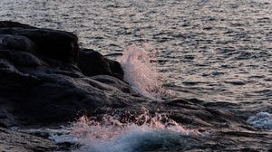 Preview wallpaper sea, stones, splashes, nature, landscape