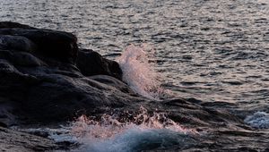 Preview wallpaper sea, stones, splashes, nature, landscape