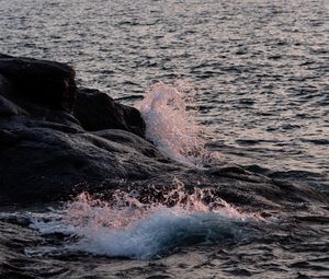 Preview wallpaper sea, stones, splashes, nature, landscape