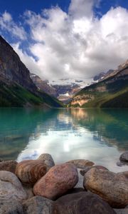 Preview wallpaper sea, stones, summer, mountains, beautiful