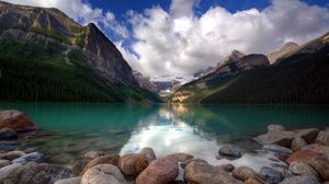 Preview wallpaper sea, stones, summer, mountains, beautiful