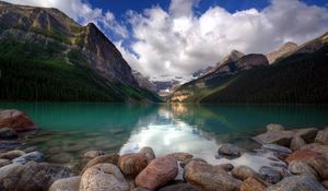 Preview wallpaper sea, stones, summer, mountains, beautiful