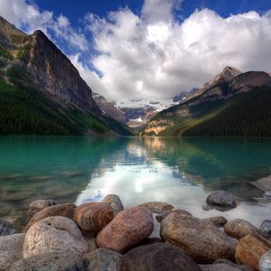 Preview wallpaper sea, stones, summer, mountains, beautiful