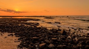 Preview wallpaper sea, stones, sunset, nature