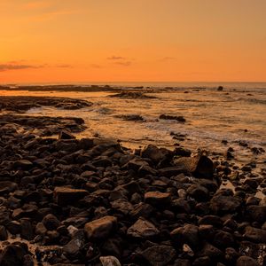 Preview wallpaper sea, stones, sunset, nature
