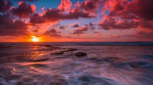 Preview wallpaper sea, stones, sunset, landscape