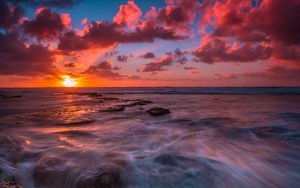 Preview wallpaper sea, stones, sunset, landscape