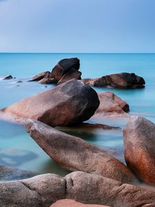 Preview wallpaper sea, stones, water, smooth surface