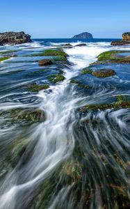 Preview wallpaper sea, stones, whirlpool, nature