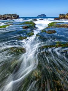 Preview wallpaper sea, stones, whirlpool, nature