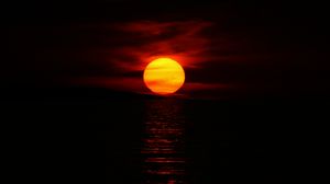 Preview wallpaper sea, sun, sunset, dark