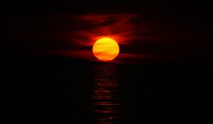 Preview wallpaper sea, sun, sunset, dark