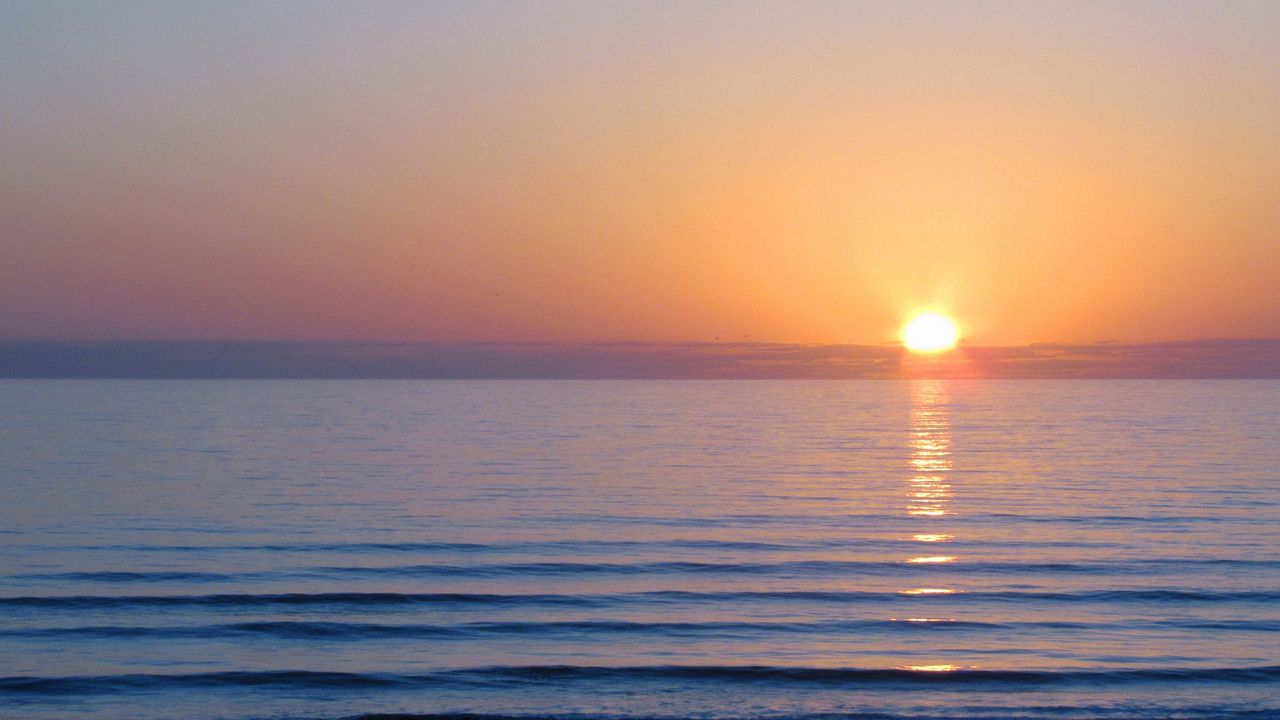 Wallpaper sea, sun, sunset, ripples