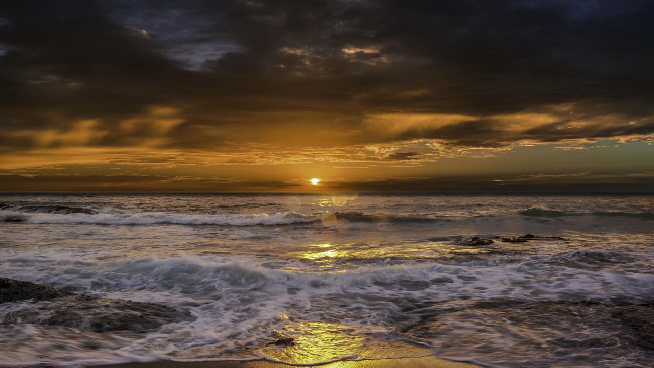 Wallpaper sea, sunrise, surf