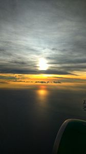Preview wallpaper sea, sunset, aerial view, clouds, overview, height
