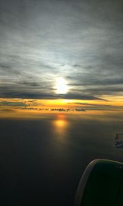Preview wallpaper sea, sunset, aerial view, clouds, overview, height