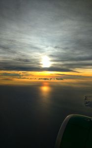 Preview wallpaper sea, sunset, aerial view, clouds, overview, height