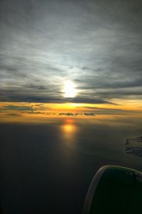 Preview wallpaper sea, sunset, aerial view, clouds, overview, height