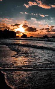 Preview wallpaper sea, sunset, beach, biarritz, france