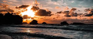 Preview wallpaper sea, sunset, beach, biarritz, france