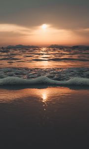 Preview wallpaper sea, sunset, beach, waves, water