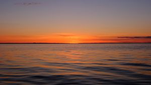 Preview wallpaper sea, sunset, dusk, horizon, water