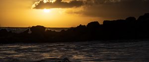 Preview wallpaper sea, sunset, dusk, beach, waves
