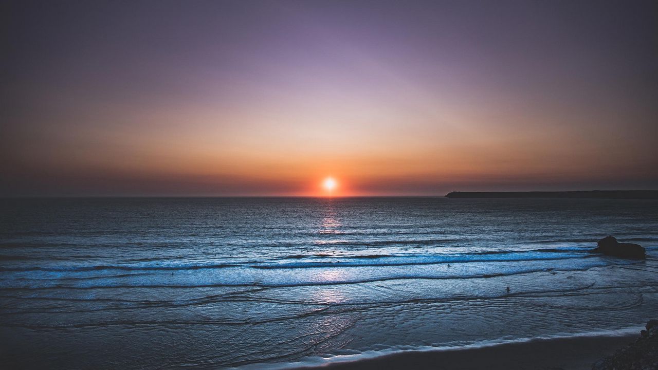 Wallpaper sea, sunset, horizon, sky, shore
