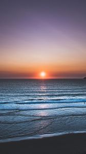 Preview wallpaper sea, sunset, horizon, sky, shore