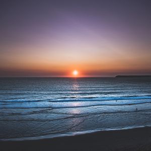 Preview wallpaper sea, sunset, horizon, sky, shore