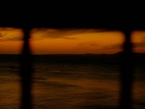 Preview wallpaper sea, sunset, horizon, dark, shadow