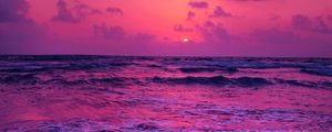 Preview wallpaper sea, sunset, horizon, surf, foam