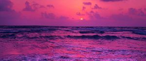 Preview wallpaper sea, sunset, horizon, surf, foam